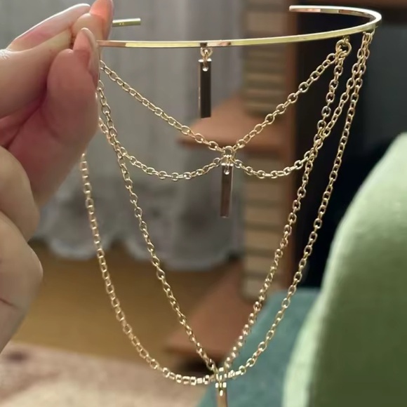 Gold Multi-Layer Chain Arm Cuff Bracelet โจ - Picture 6 of 6